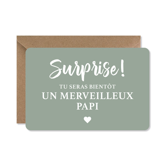 Carte annonce grossesse - merveilleux papi vert