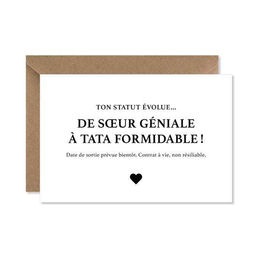 Carte annonce grossesse - sœur formidable