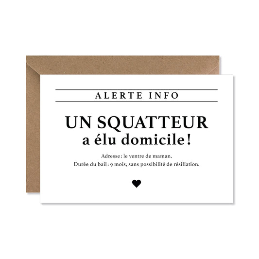 Carte annonce grossesse - Un squatteur a élu domicile !