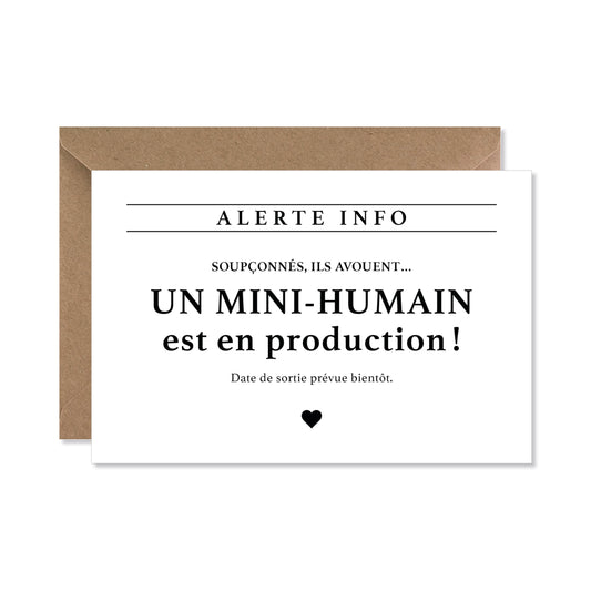 Carte annonce grossesse - Un mini-humain est en production