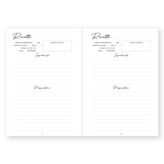 Carnet de 70 recettes vierge - bleuet