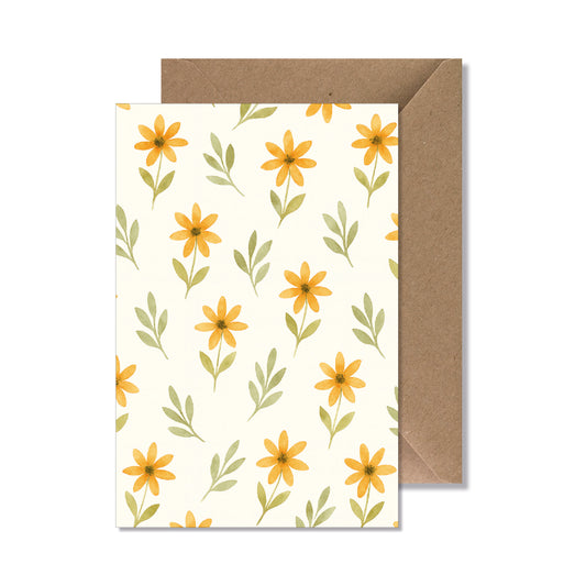 Carte de vœux A6 "fleurs jaune" illustration