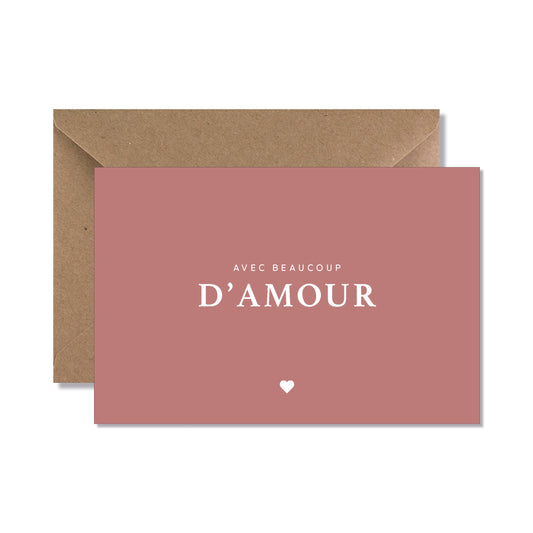 Carte de vœux A6 "avec beaucoup d'amour" rose