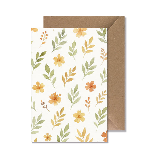 Carte de vœux A6 "fleurs jaune orange" illustration