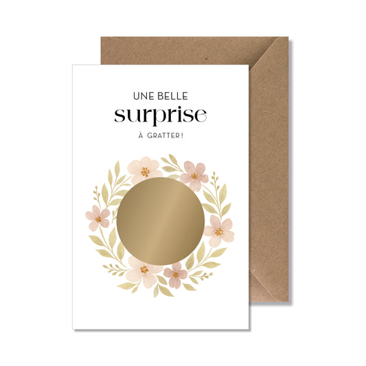 Kit carte à gratter "une belle surprise" fleurs illustration