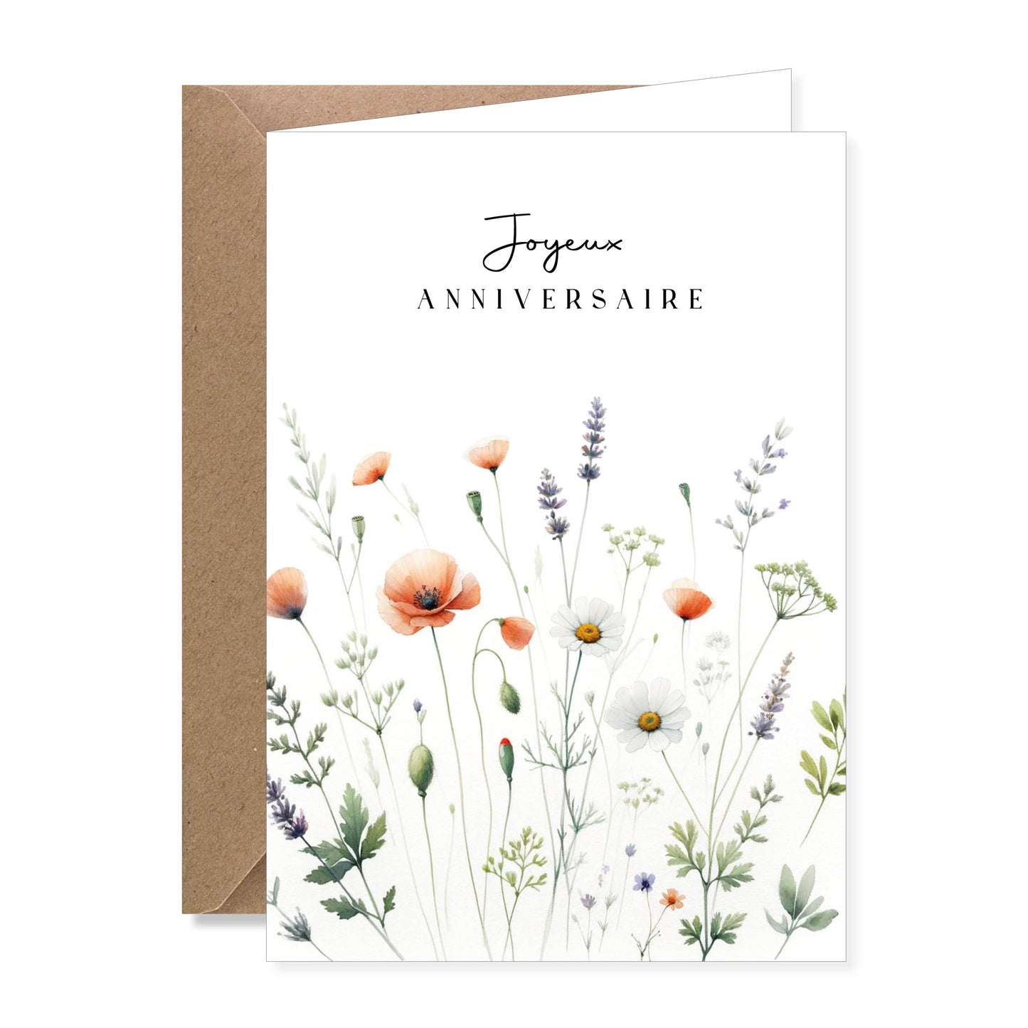 Grande carte de vœux A5 double "joyeux anniversaire" illustration