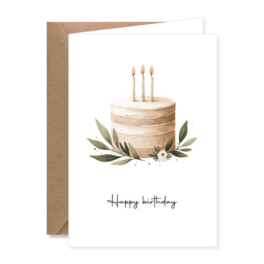 Grande carte de vœux A5 double "happy birthday" illustration