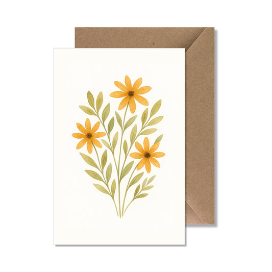 Carte de vœux A6 "bouquet fleurs jaune" illustration