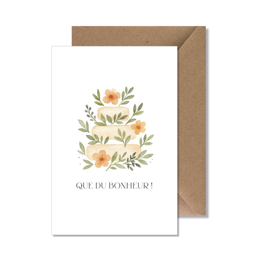 Carte de vœux A6 "que du bonheur" gâteau