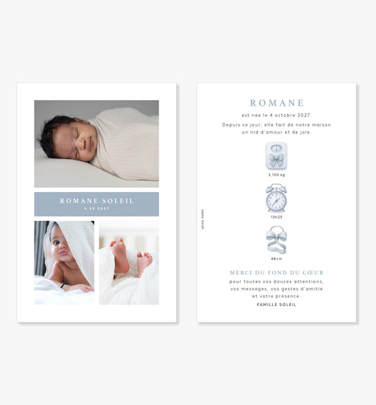 Faire-part de naissance – moderne minimaliste couleur à choix