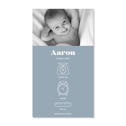 Faire-part de naissance numérique virtuel minimaliste bleu