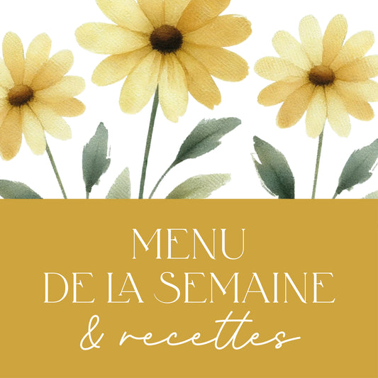 Box organisation bloc-notes, menu de la semaine - fleurs jaunes