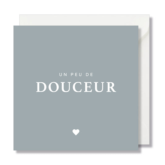 Carte de vœux carrée "un peu de douceur" bleu