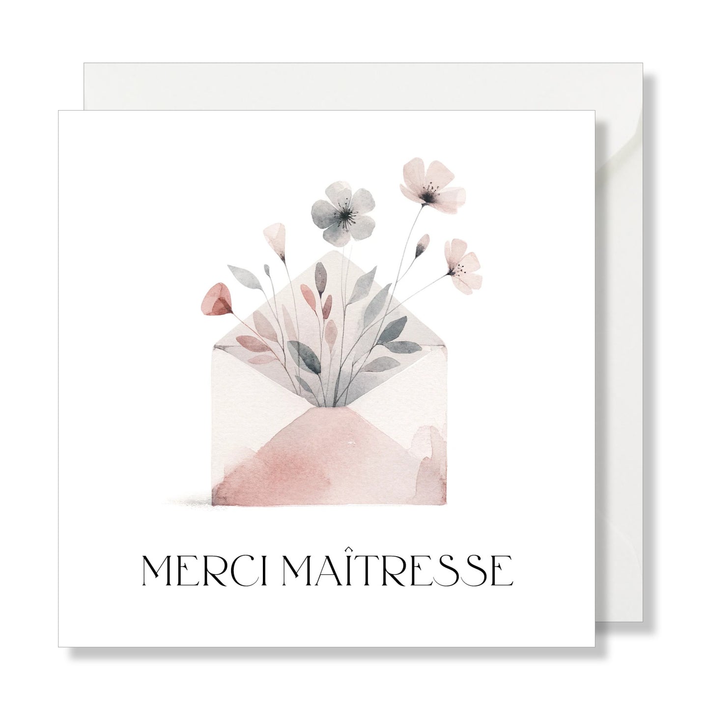 Carte de vœux carrée "merci maîtresse" illustration