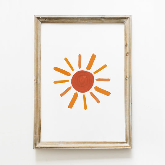 Poster ‘soleil’ brique, moutarde et rose A4