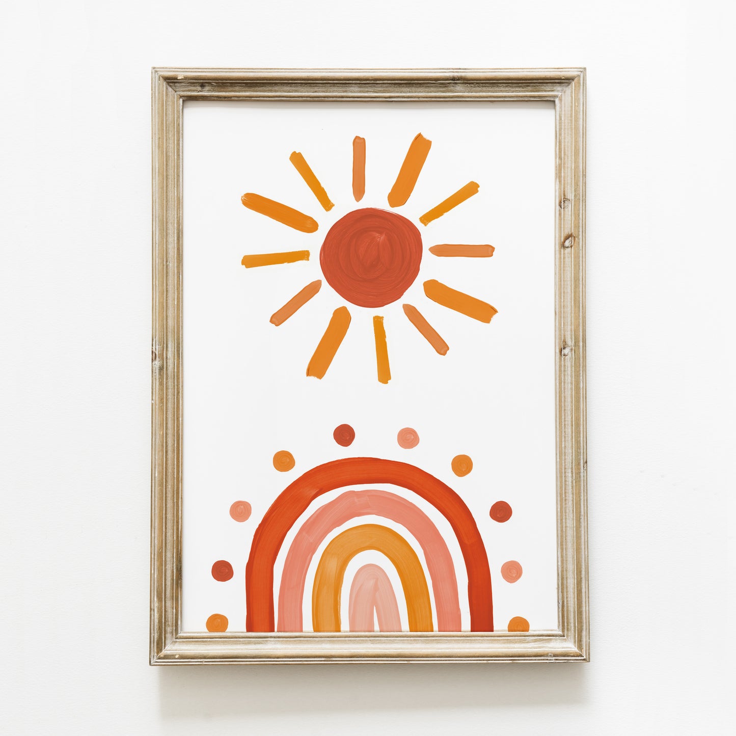 Poster ‘soleil 2’ brique, moutarde et rose A4
