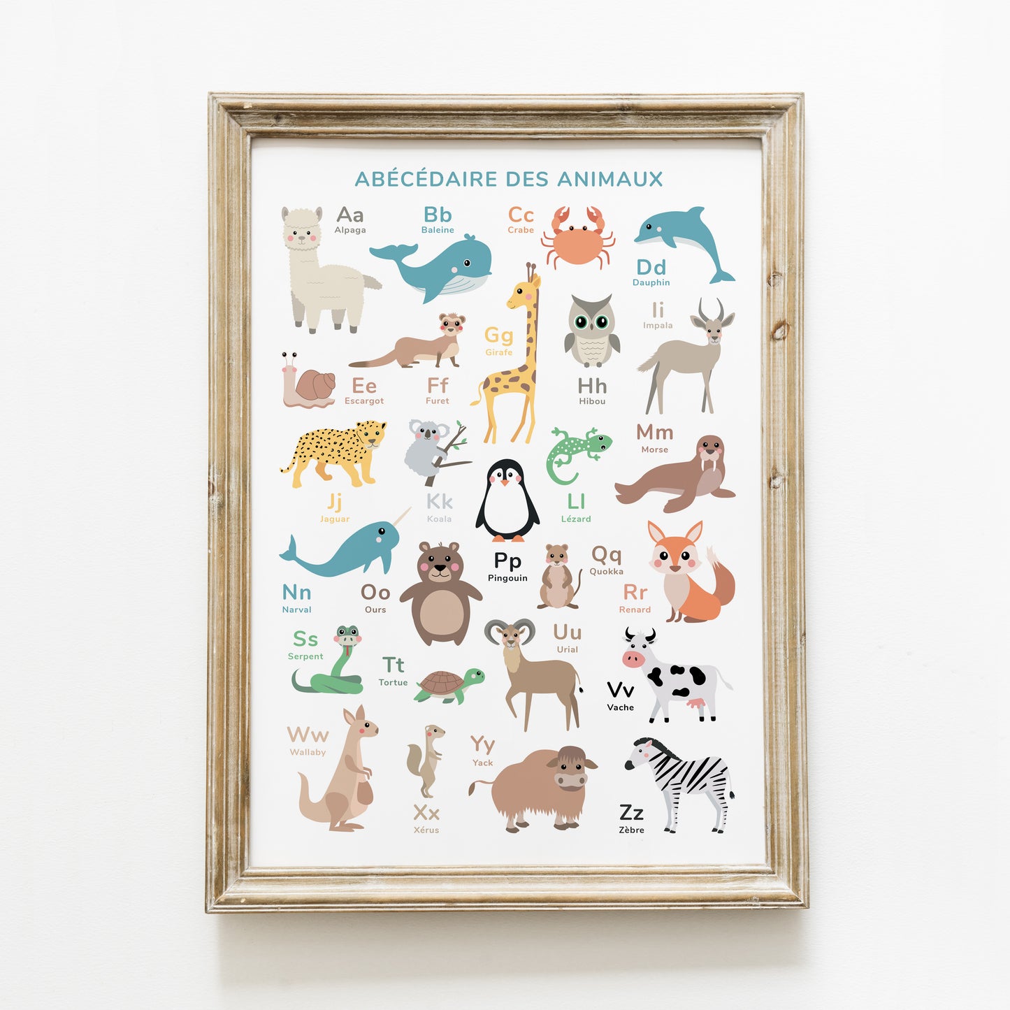 Poster ‘abécédaire’ animaux A3 ou A2