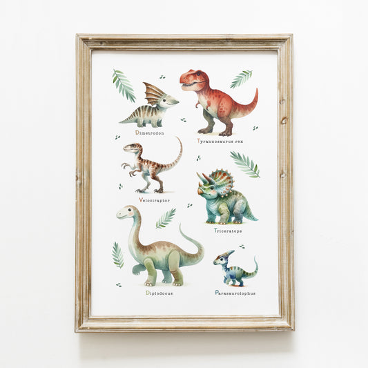 Poster ‘les animaux de la dinosaures’ A4 ou A3