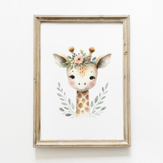 Poster ‘girafe fleurie’ A4 ou A3