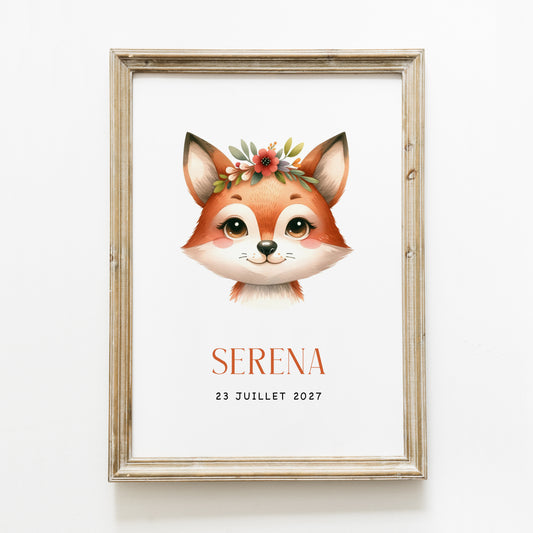 Poster personnalisé ‘renard fleuri’ A4