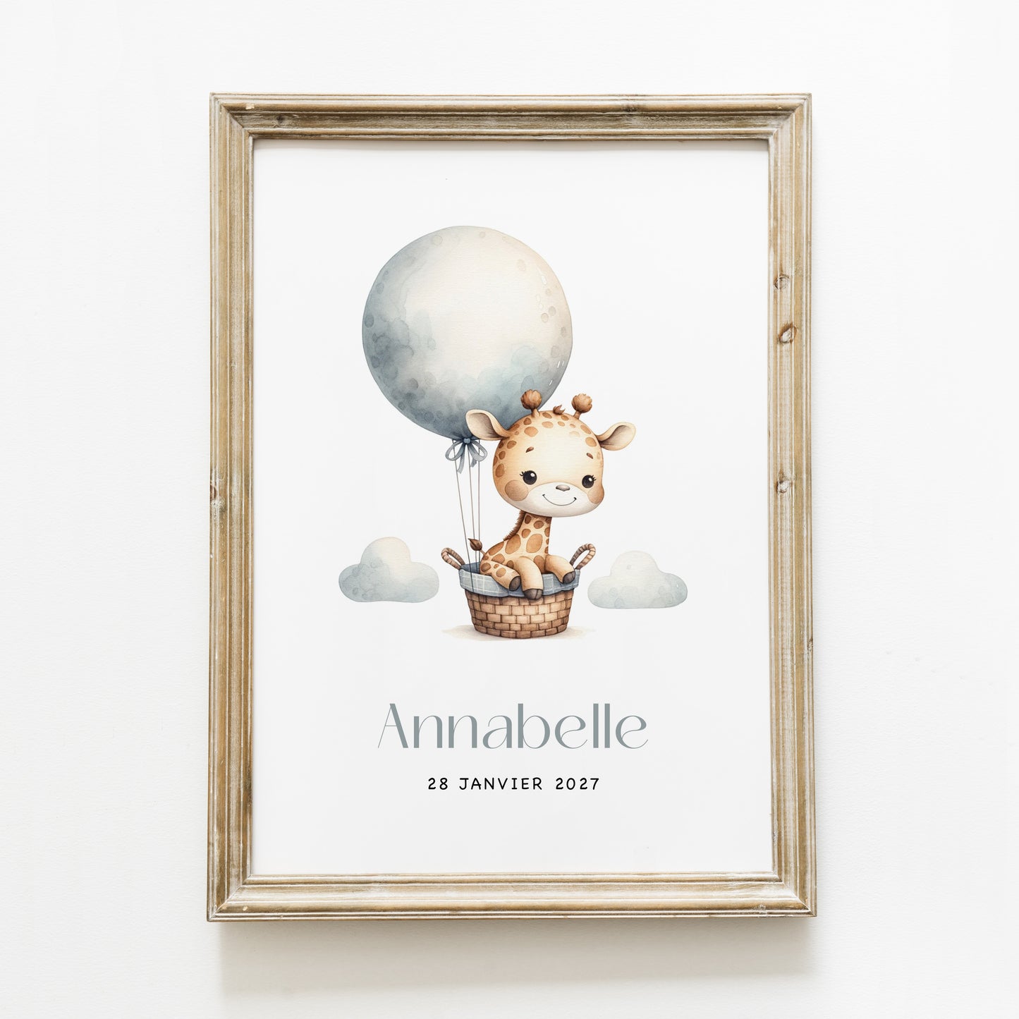 Poster personnalisé ‘girafe ballon’ A4