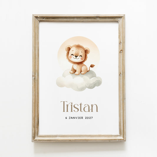 Poster personnalisé ‘lion nuage’ A4