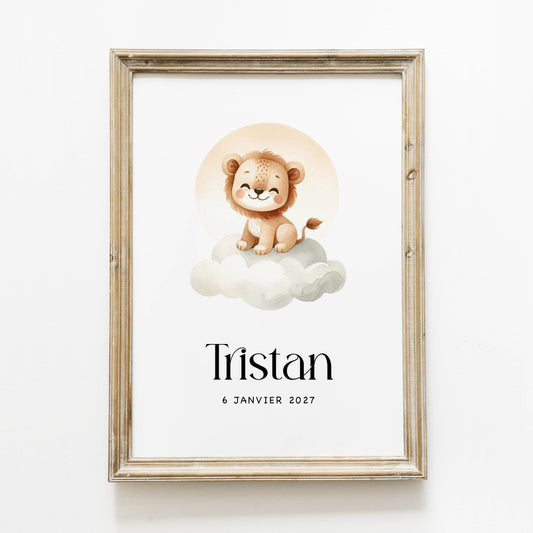 Poster personnalisé ‘lion nuage’ A4