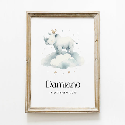 Poster personnalisé ‘rhinocéros’ A4