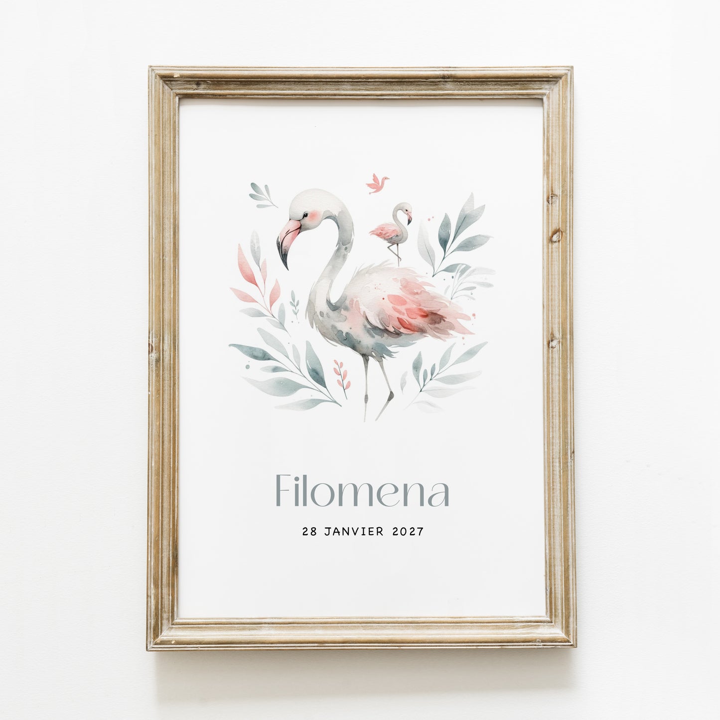 Poster personnalisé ‘flamant rose’ A4