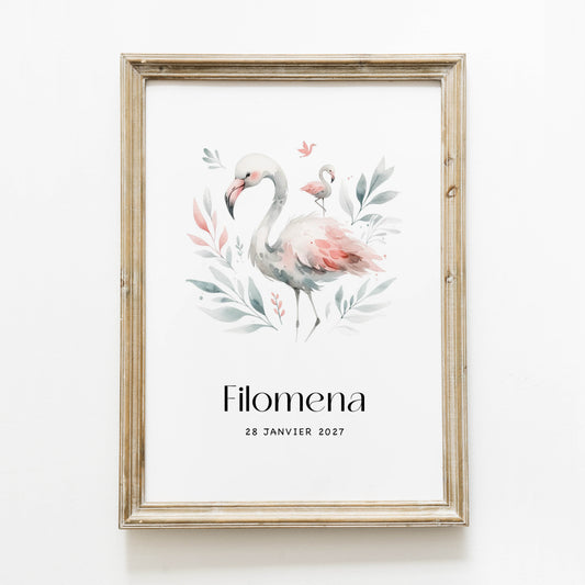 Poster personnalisé ‘flamant rose’ A4