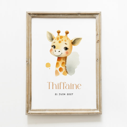 Poster personnalisé ‘girafe’ A4