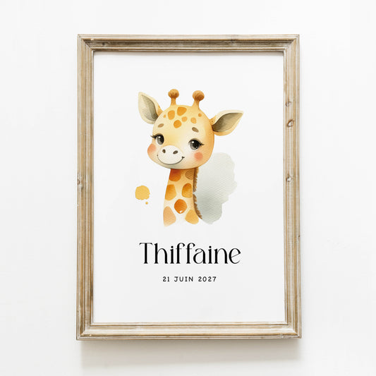 Poster personnalisé ‘girafe’ A4