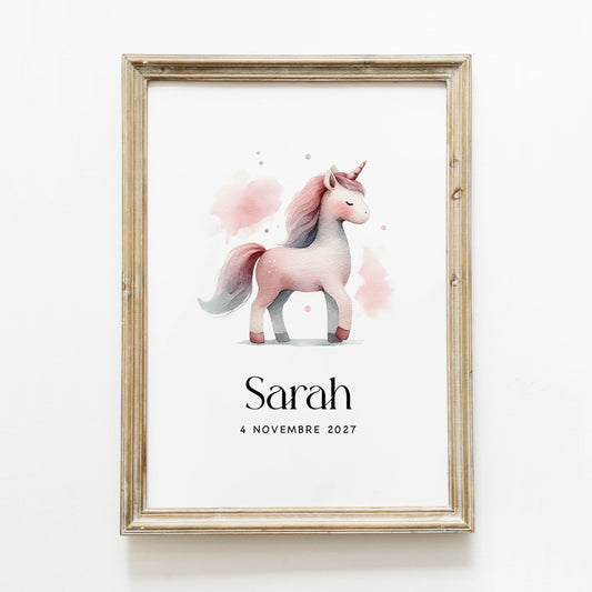 Poster personnalisé ‘licorne’ A4