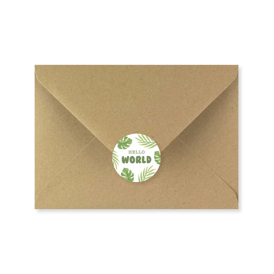 Lot 10 stickers 'hello world' tropical 3 cm