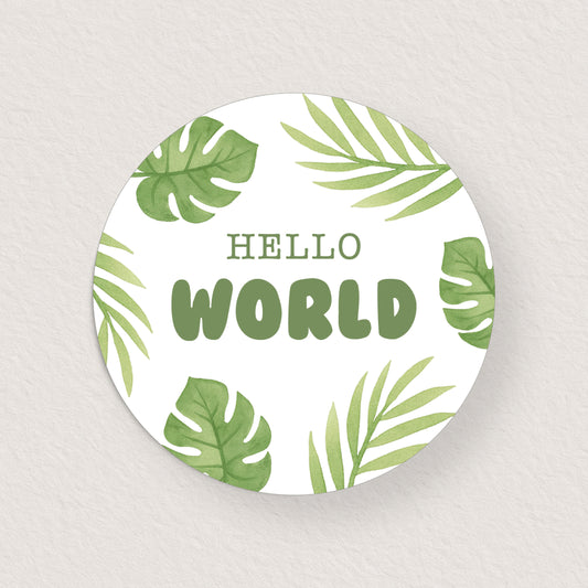 Lot 10 stickers 'hello world' tropical 3 cm