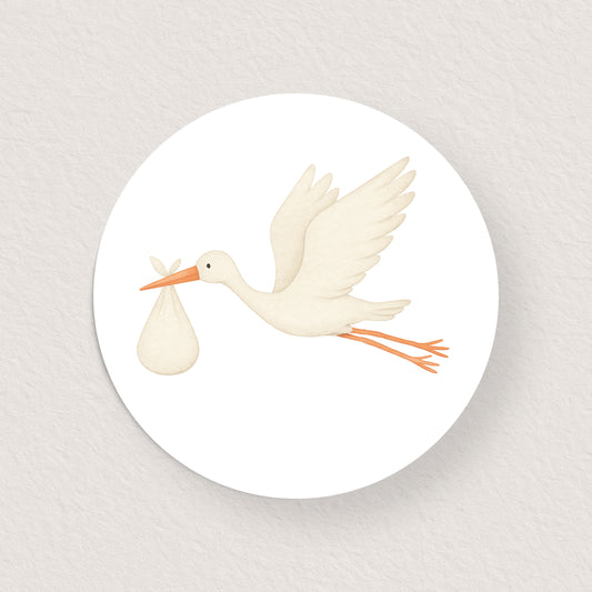 Lot 10 stickers 'cigogne illustration bébé' 3 cm