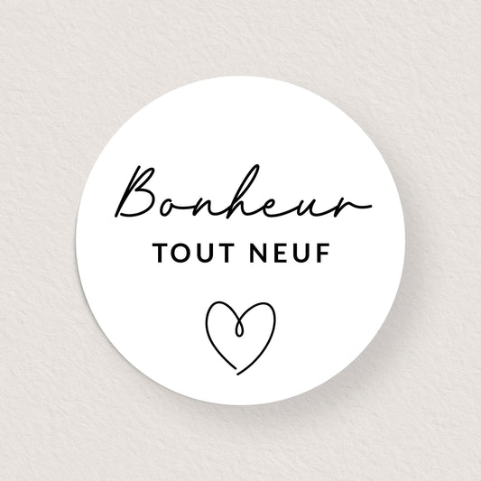 Lot 10 stickers 'bonheur tout neuf bébé' 3 cm