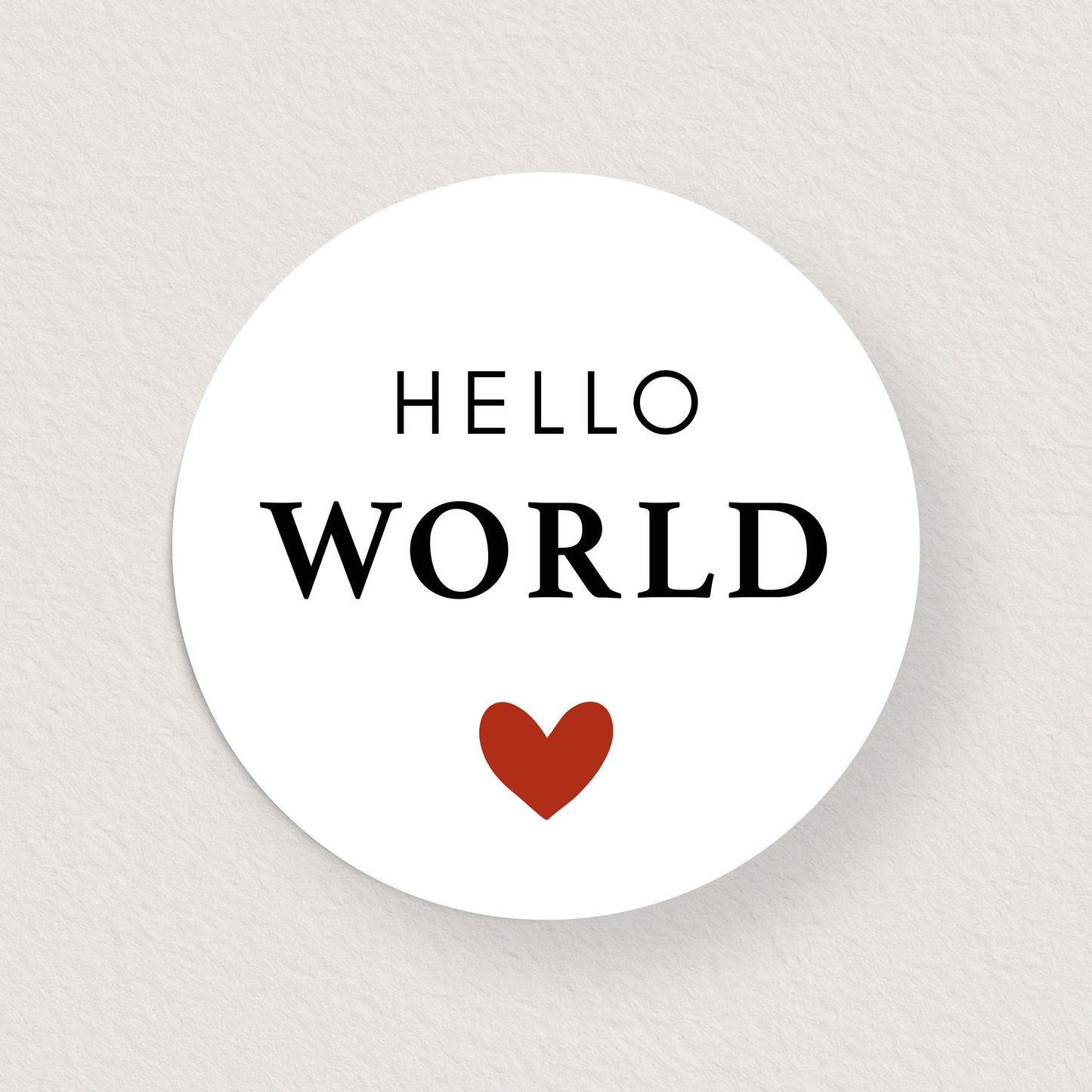 Lot 10 stickers 'hello world bébé' rouge 3 cm