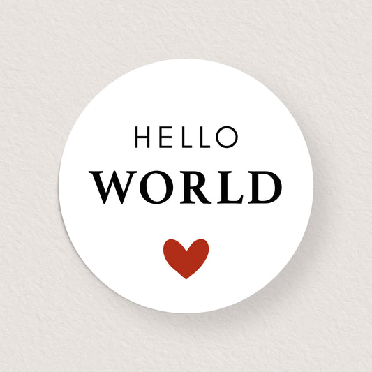 Lot 10 stickers 'hello world bébé' rouge 3 cm