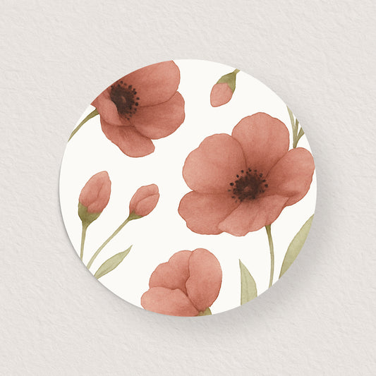 Lot 10 stickers 'coquelicots illustration' 3 cm