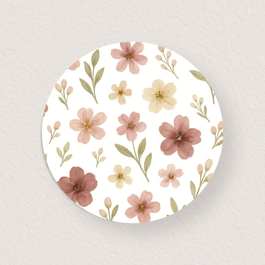 Lot 10 stickers 'Fleurs rose et beige' 3 cm