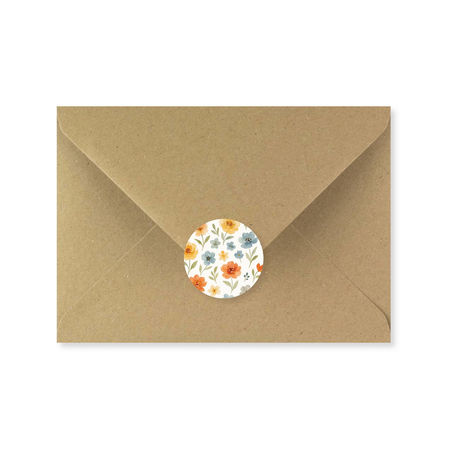 Lot 10 stickers 'Fleurs jaune, orange et bleu' 3 cm