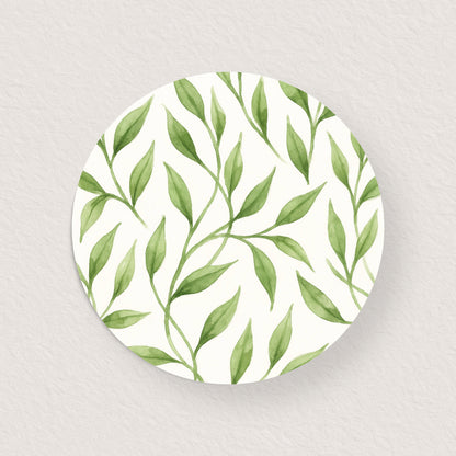 Lot 10 stickers 'Feuillages branche vert aquarelle' 4 cm