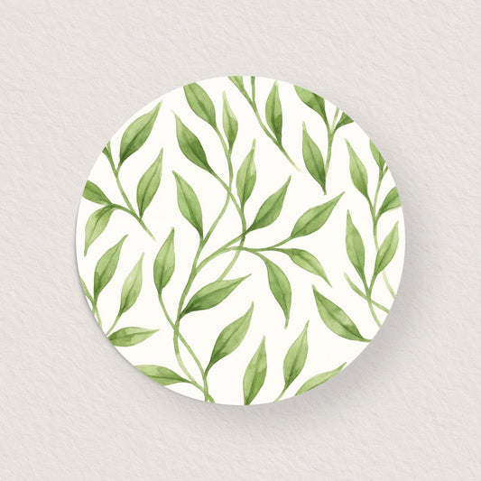 Lot 10 stickers 'Feuillages branche vert aquarelle' 4 cm