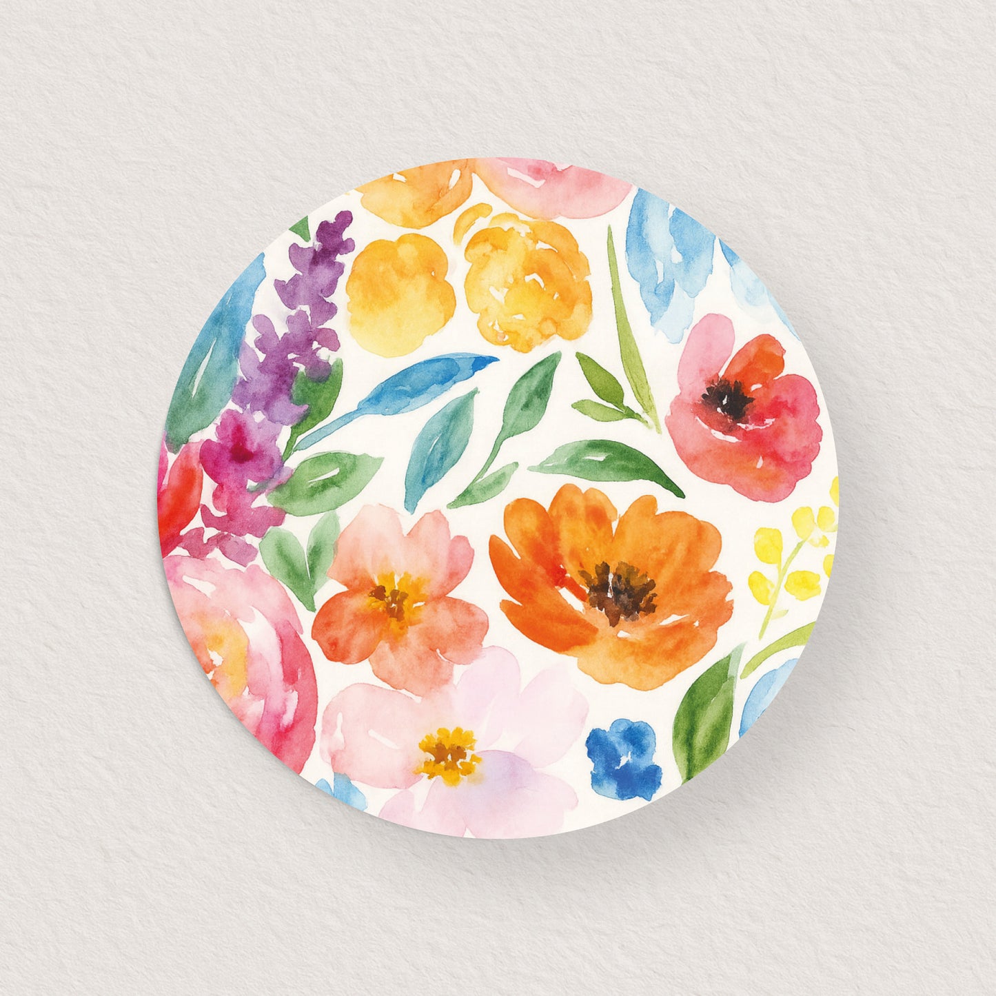 Lot 10 stickers 'Fleurs colorées aquarelle' 4 cm