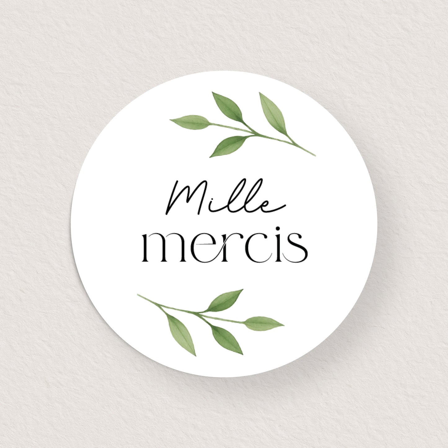 Lot 10 stickers 'mille mercis' branche aquarelle 4 cm