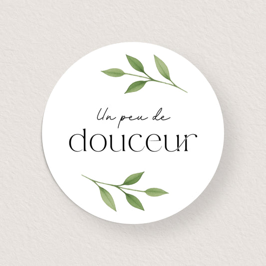 Lot 10 stickers 'un peu de douceur' branche aquarelle 4 cm