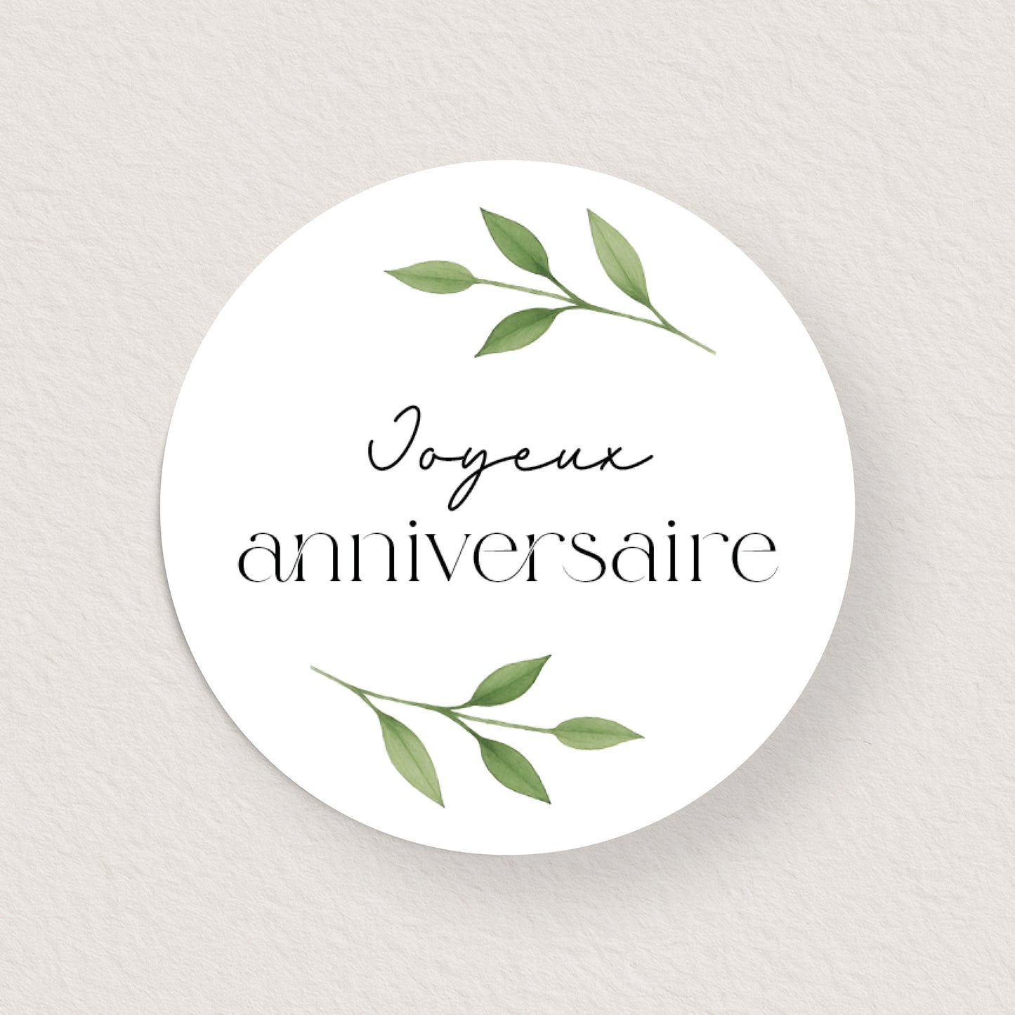 Lot 10 stickers 'joyeux anniversaire' branche aquarelle 4 cm