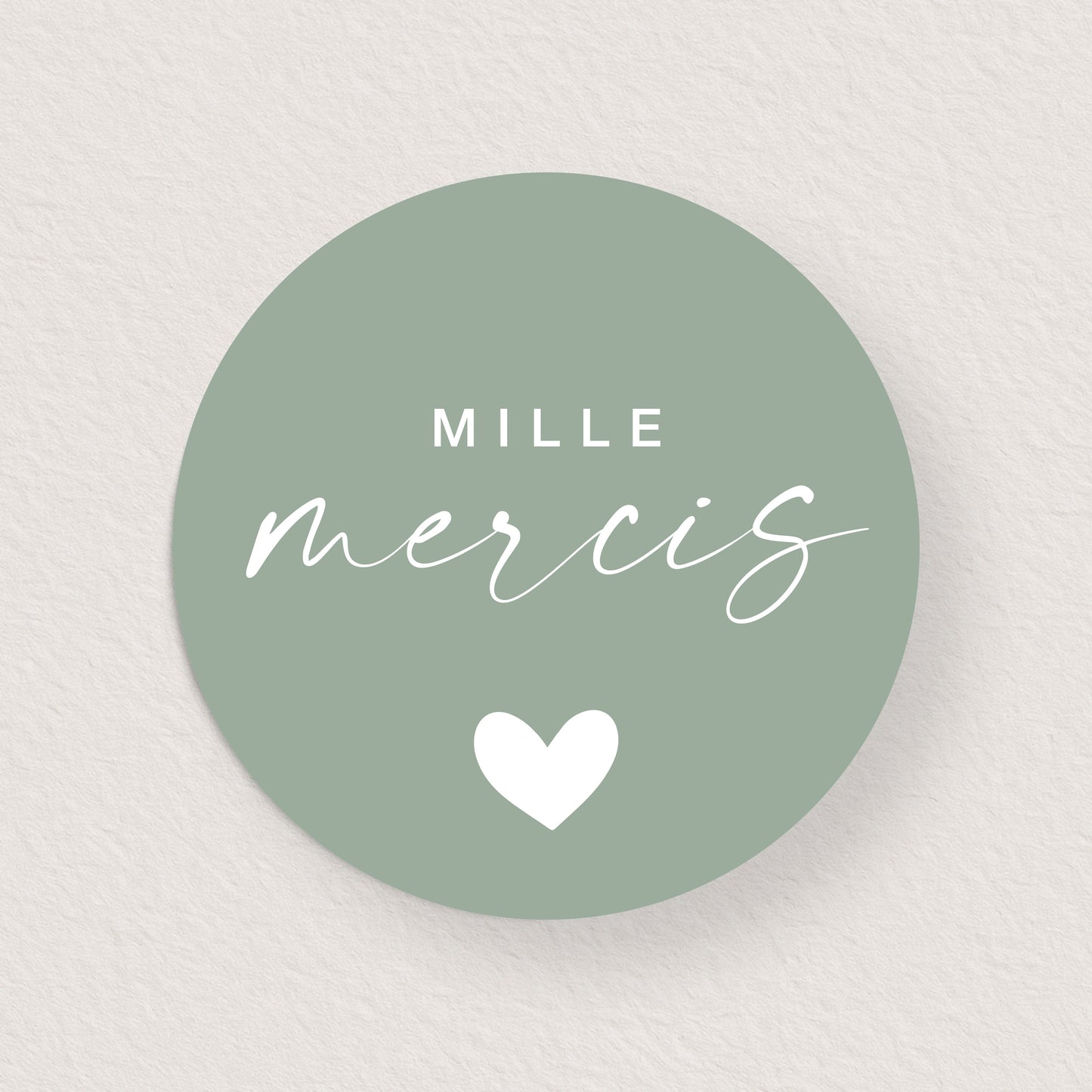 Lot 10 stickers 'mille mercis' vert 3 cm