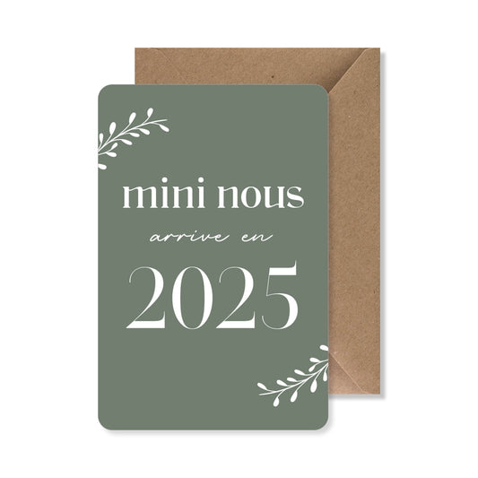 Carte annonce grossesse originale - mini nous, 2024 vert foncé